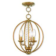 Arabella 3-Light Mini Chandelier with Ceiling Mount in Antique Gold Leaf