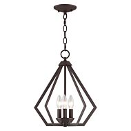 Prism 3-Light Mini Chandelier with Ceiling Mount in Bronze