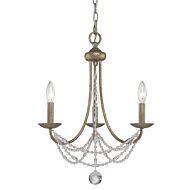 Golden Lighting Mirabella 3 Light Mini Chandelier in Golden Aura w/ Pearl Chiffon Shade