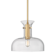 Hudson Valley Coffey 15 Inch Pendant Light in Aged Brass