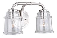 Toledo 2-Light Bathroom Vanity Light in Satin Nickel