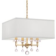 Crystorama Paxton 4 Light 14 Inch Transitional Chandelier in Aged Brass with Clear Glass Balls Crystals