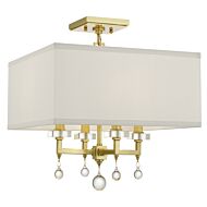 Crystorama Paxton 4 Light 16 Inch Ceiling Light in Aged Brass with Clear Glass Balls Crystals