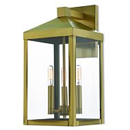 Nyack 3-Light Outdoor Wall Lantern in Antique Brass