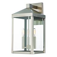 Nyack 3-Light Outdoor Wall Lantern in Brushed Nickel