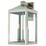 Nyack 3-Light Outdoor Wall Lantern in Brushed Nickel