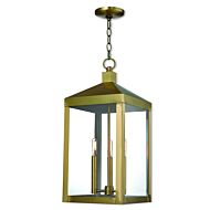 Nyack 3-Light Outdoor Pendant in Antique Brass