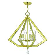 Diamond 6-Light Chandelier in Polished Brass