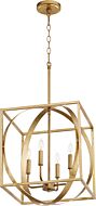 Quorum Cube Sphere 4 Light Pendant Light in Gold Leaf