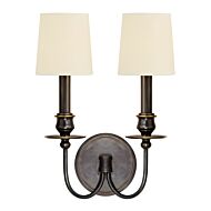 Hudson Valley Cohasset 2 Light 14 Inch Wall Sconce in Old Bronze