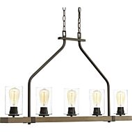 Barnes Mill 5-Light Linear Chandelier in Antique Bronze