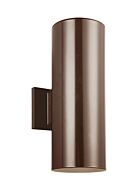 Sea Gull Cylinders 2 Light 14 Inch Outdoor Wall Light in Bronze