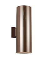 Sea Gull Cylinders 2 Light 18 Inch Outdoor Wall Light in Bronze