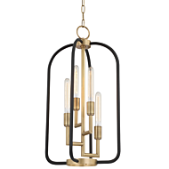 Hudson Valley Angler 4 Light Chandelier in Aged Brass