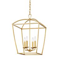 Bryant Four Light Pendant in Gold Leaf by Hudson Valley