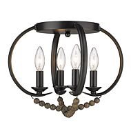 Flori Four Light Flush Mount in Matte Black by Golden