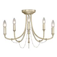 Kamila Six Light Semi Flush Mount in White Gold by Golden