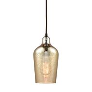 Hammered Glass 1-Light Mini Pendant in Oil Rubbed Bronze