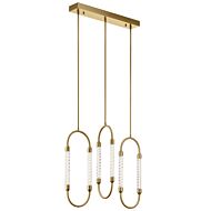 Delsey 3-Light LED Linear Pendant in Champagne Gold