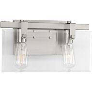 Glayse 2-Light Bathroom Vanity Light in Brushed Nickel