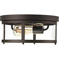 Gunther 2-Light Flush Mount in Antique Bronze