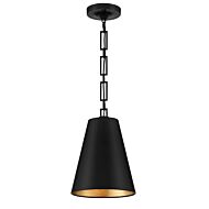 Alston 2-Light Chandelier in Matte Black with Antique Gold