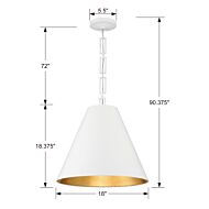 Alston 3-Light Chandelier in Matte White with Antique Gold