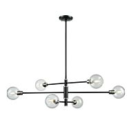 DVI Ocean Drive 6-Light Linear Pendant in Satin Nickel and Graphite