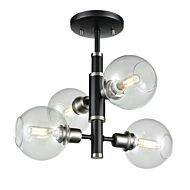 DVI Ocean Drive 4-Light Semi-Flush Mount in Satin Nickel and Graphite