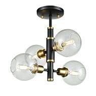 DVI Ocean Drive 4-Light Semi-Flush Mount in Venetian Brass and Graphite