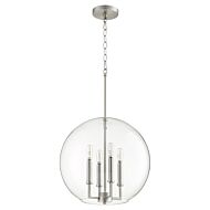 Quorum Globe Pendant 4 Light 16 Inch Pendant Light in Satin Nickel