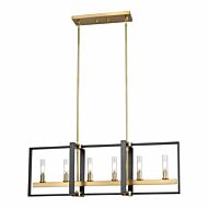 DVI Blairmore 6-Light Linear Pendant in Venetian Brass and Graphite