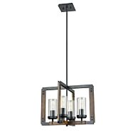 DVI Okanagan 4-Light Pendant in Graphite and Ironwood