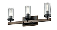 DVI Okanagan 3-Light Bathroom Vanity Light in Graphite and Ironwood