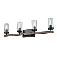 DVI Okanagan 4-Light Bathroom Vanity Light in Graphite and Ironwood