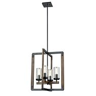 DVI Okanagan 4-Light Foyer Pendant in Graphite and Ironwood