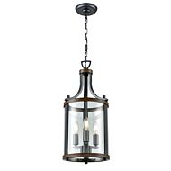 DVI Niagara 3-Light Foyer Pendant in Graphite and Ironwood