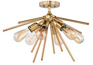 Estelle 6-Light Semi-Flush Mount in Natural Brass