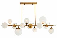 Arteriors Troon 12 Light Linear Chandelier in Antique Brass