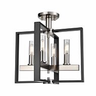 DVI Blairmore 4-Light Semi-Flush Mount in Satin Nickel and Graphite