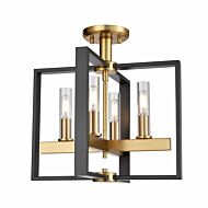 DVI Blairmore 4-Light Semi-Flush Mount in Venetian Brass and Graphite