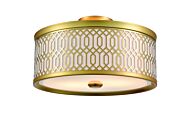 DVI Tortona 2-Light Semi-Flush Mount in Venetian Brass with Sateen White Shade