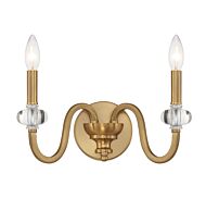 Bergdorf Two Light Wall Sconce in Warm Brass by Savoy House