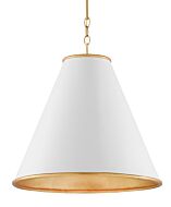 Pierrepont 1-Light Pendant in Painted Gesso White with Contemporary Gold Leaf with Painted Gold