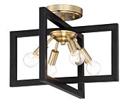 Xander 4-Light Semi-Flush Mount in Aged Warm Brass