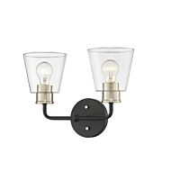 Millennium Lighting Cameron 2-Light Bathroom Vanity Light In Matte Black Modern Gold