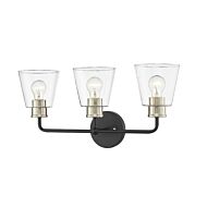 Cameron Three Light Vanity in Matte Black Modern Gold by Millennium