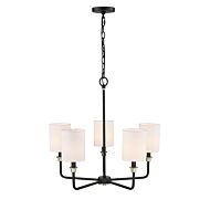 Chelsea Five Light Chandelier in Matte Black Modern Gold by Millennium