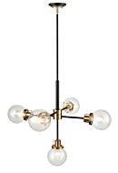 Millennium 5 Light Pendant Light in Matte Black and Modern Gold