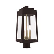 Oslo 3-Light Post-Top Lanterm in Bronze w with Antique Brasss